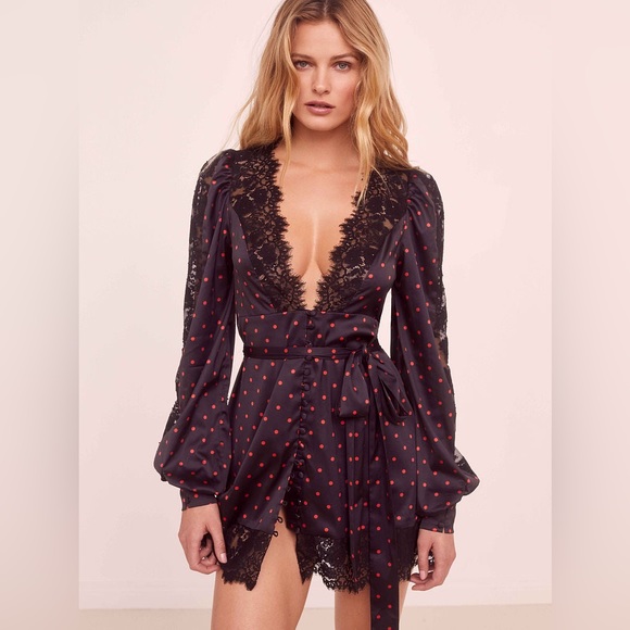 For Love And Lemons Dresses & Skirts - For love & lemons polka dot lace robe dress